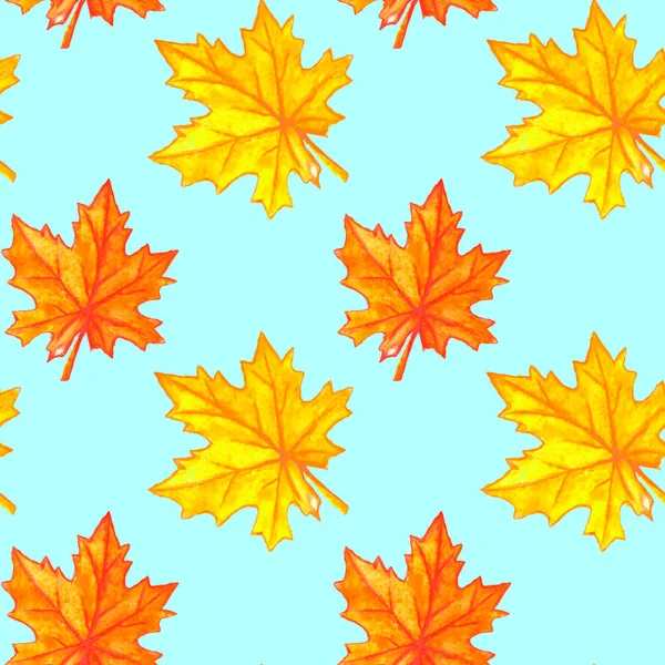 水彩紅葉はシームレスなパターンを残します カラフルな秋の背景と質感 — ストック写真