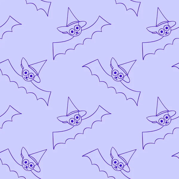 飞行蝙蝠无缝模式 简洁的矢量图解 万圣节背景和卡通涂鸦哥特式风格的纹理 — 图库矢量图片