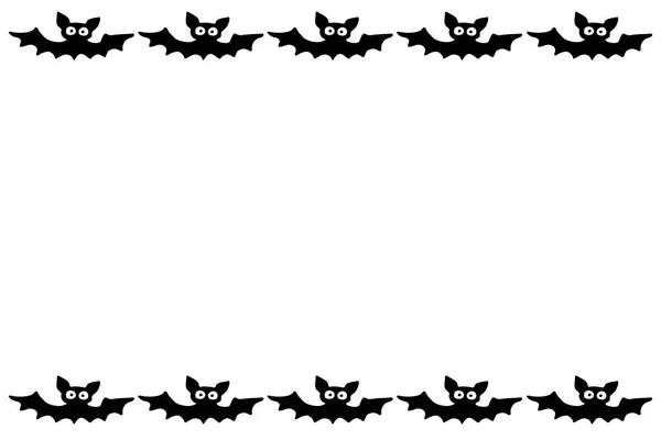 ハロウィーンのフレーム 水平上端と下端 お祝いの要素と文字の境界線 コウモリ グリーティングカード 招待状 パーティーポスター バナーの背景 — ストックベクタ