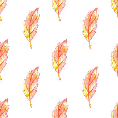 Suluboya sonbaharı pürüzsüz bir desen bırakır. Renkli sonbahar arkaplanı ve sezonluk tasarım, ambalaj, ev dokuması, kumaş, şükran günü teması ve mutlu sonbahar.