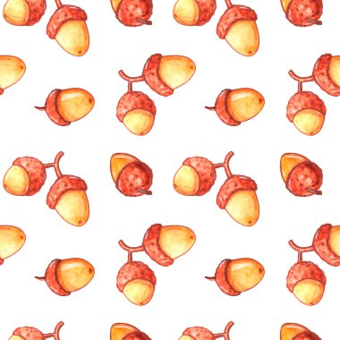 Kusursuz suluboya palamut deseni. Mevsimsel tasarım, ambalaj, ev dokuması, kumaş, kumaş, şükran günü teması, orman ve mutlu sonbahar için doğal altyapı ve dokular.