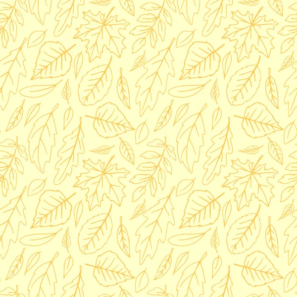 Seamless Pattern Falling Leaves Vector Autumn Texture Isolated Hand Drawn — Stock Vector