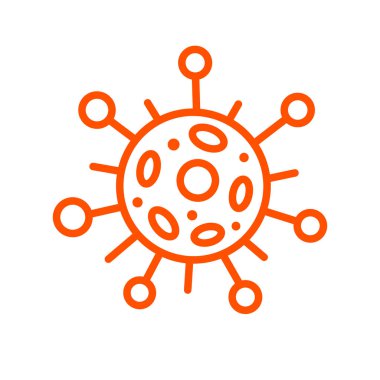 Virüs simgesi. Molekül viral bakteri enfeksiyonu. Coronavirus, covid-19. Grip laboratuarı enfeksiyon testi. Taslak karalama monokromu. Beyaz arka planda izole edilmiş. Vektör EPS10 illüstrasyonu.