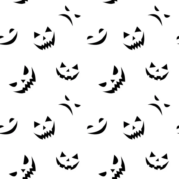 Seamless Pattern Smiling Faces Ghosts Flat Style Vector Halloween Texture — Stock Vector