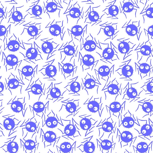 Seamless Pattern Cute Little Spiders Eyes Halloween Vector Backgrounds Textures R