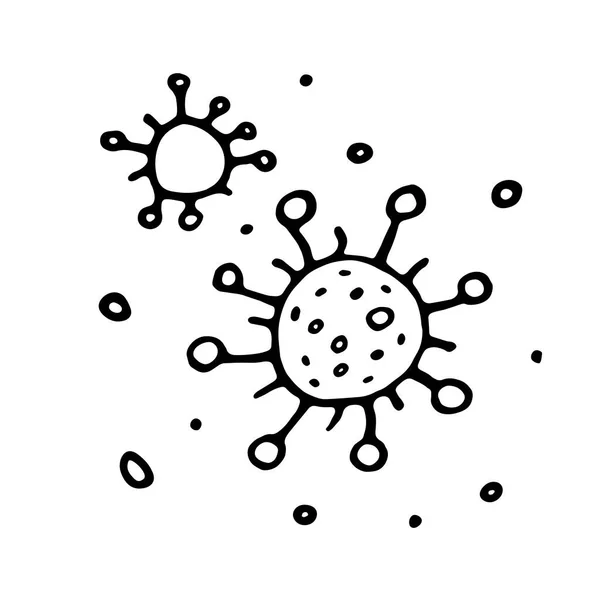病媒病毒图标集 病原菌感染 Coronavirus 流感实验室感染测试 轮回涂鸦手绘轮廓 — 图库矢量图片