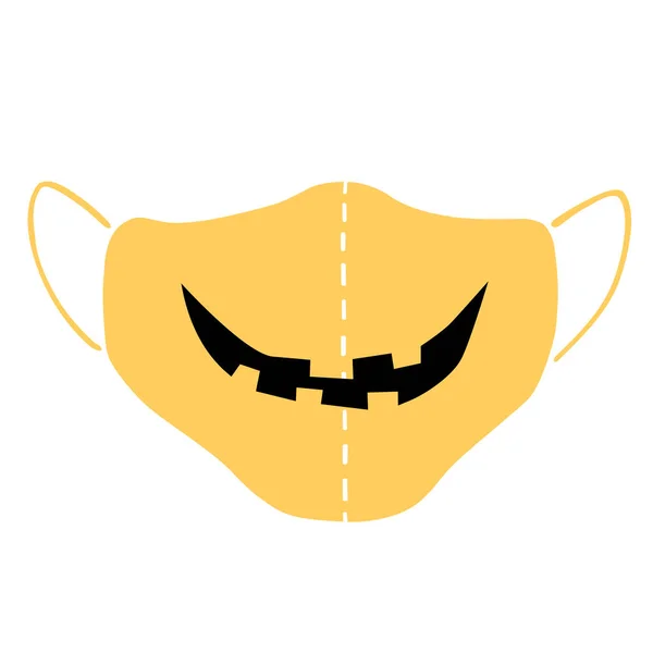 Medicinsk Ansiktsmask Ikon Med Leende Halloween Enkel Vektor Illustration Platt — Stock vektor