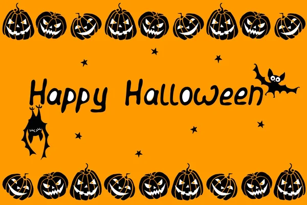 Háttér Keret Happy Halloween Denevérek Ünnepi Ikonok Horizontális Határa Jack — Stock Vector