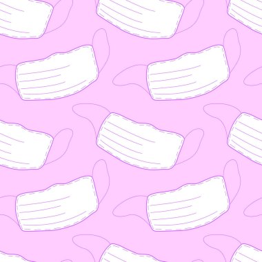 Pembe arka planda izole edilmiş, kusursuz tıbbi yüz maskeleri var. Virüs koruması, karantina. Koronavirüs salgını. Covid 19.