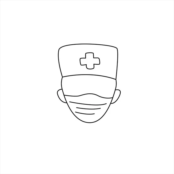 Umrissikone Des Arztes Doodle Stil Mit Dünnem Strich Medizinisches Personal — Stockvektor