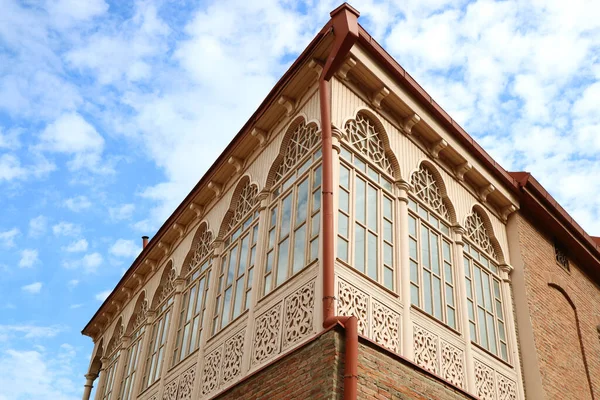 Великолепный Фасад Грузинского Традиционного Здания Тбилиси Грузия — стоковое фото