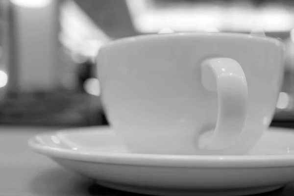 Fermer Une Tasse Café Sur Table Monotone — Photo