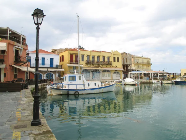 Promenade Langs Oude Venetiaanse Haven Van Rethymno Kreta Eiland Griekenland — Stockfoto
