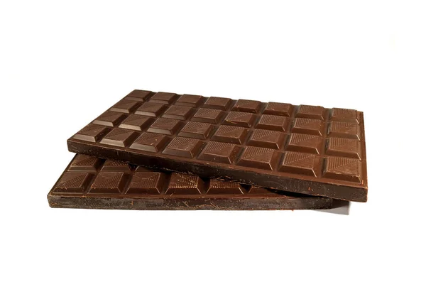 Dos Barras Chocolate Apiladas Aisladas Sobre Fondo Blanco Con Espacio — Foto de Stock