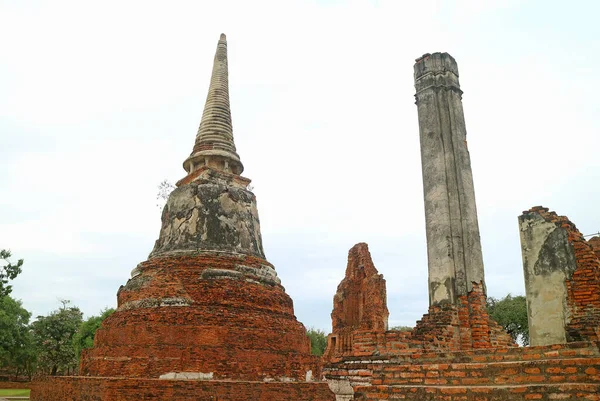 Ohromující Středověká Stupa Chidi Wat Mahathat Temple Ruins Ayutthaya Historical — Stock fotografie