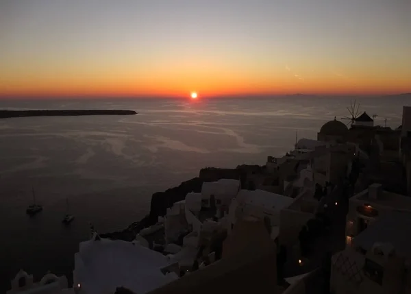 Stunning Sunset Oia Village Santorini Island Greece — Stock Photo, Image