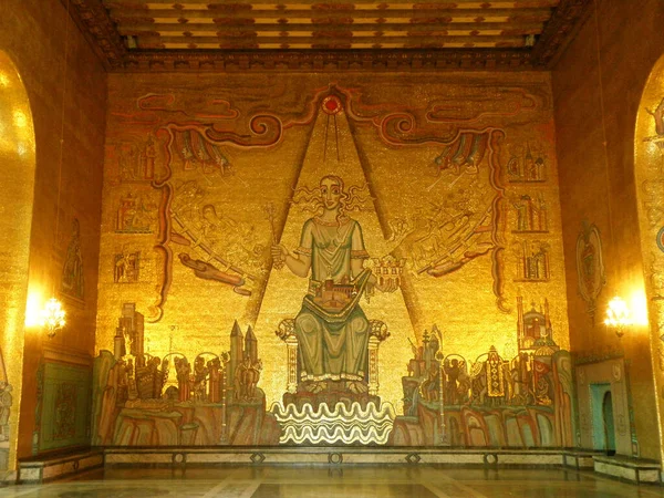 Salão Ouro Com Deslumbrantes Mosaicos Dourados — Fotografia de Stock