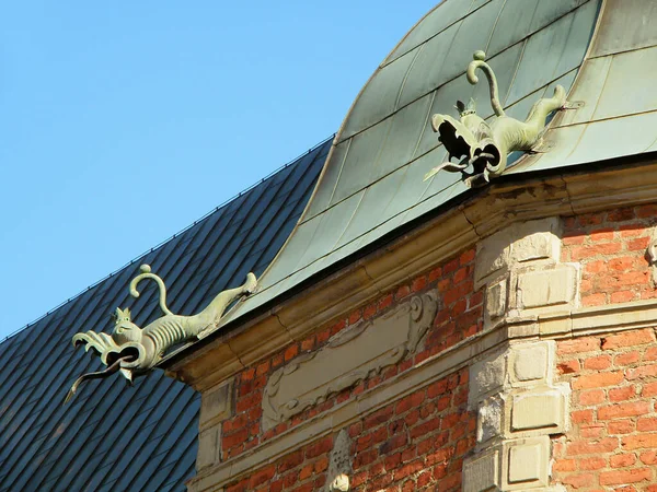 Впечатляющие Дождевые Водостоки Старинного Здания Стокгольме Швеция — стоковое фото