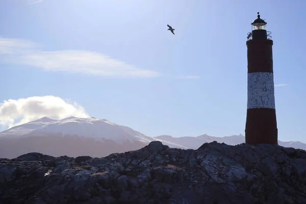 Faro Les Eclaireurs Una Isla Rocosa Canal Beagle Hito Icónico — Foto de Stock