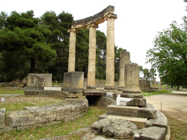 腓力二世在希腊伯罗奔尼撒半岛奥林匹亚考古遗址建立的腓力二世古希腊保护区 — 图库照片
