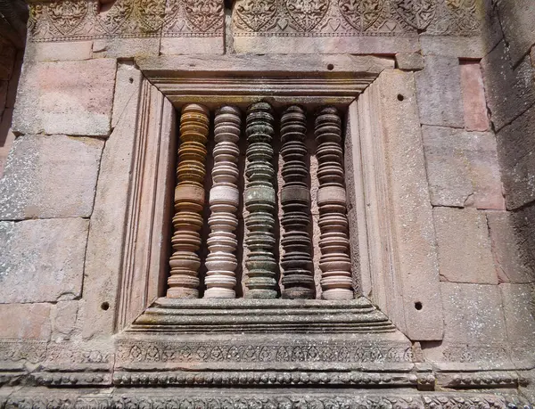 Fenstergeländer Verschiedenen Farben Aus Steinen Prasat Hin Phanom Rung Ancient — Stockfoto