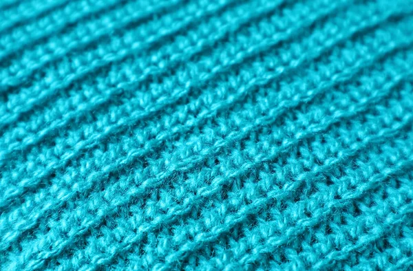 Turquoise Blue Alpaca Knitted Wool Fabric Diagonal Patterns — 스톡 사진