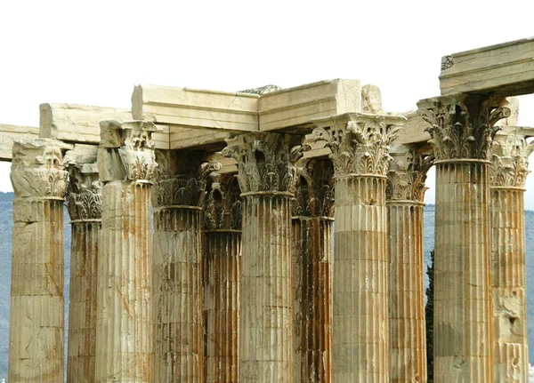 Columnas Corintias Detalle Del Templo Zeus Olímpico Atenas Grecia — Foto de Stock