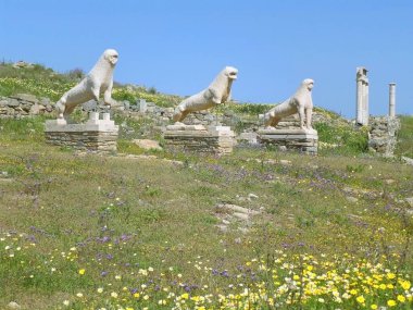 Naxian Aslanları, Antik Aslan Heykelleri ve Yunanistan 'ın Delos Adası Arkeolojik Alanı, Aslanlar Terası' ndaki Sığınak