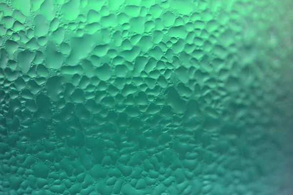 Vatten Droppar Konsistens Det Ljusgröna Glaset Stängd För Abstrakt Bakgrund — Stockfoto