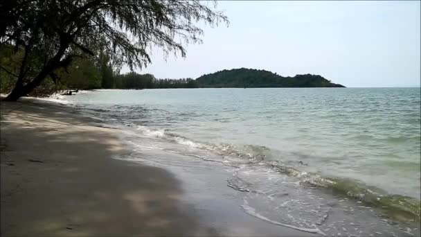 Soft waves breaking on the sandy beach, Gulf of Thailand — Stock Video