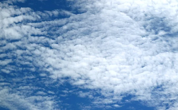 Céu Azul Vívido Com Nuvens Espalhadas Brancas Puras Dia Ensolarado — Fotografia de Stock