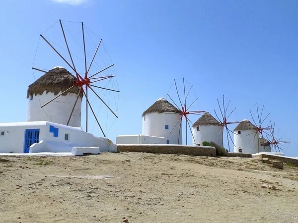 Chora风车 希腊Mykonos岛Mykonos镇著名的地标 — 图库照片