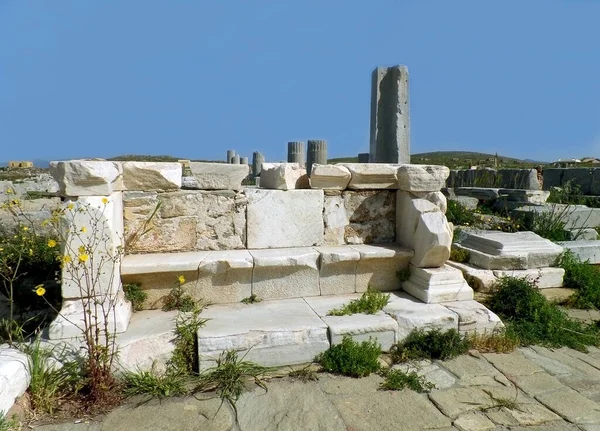 Delos考古遗址 令人印象深刻的教科文组织在希腊Mykonos Delos岛上的世界遗产遗址 — 图库照片