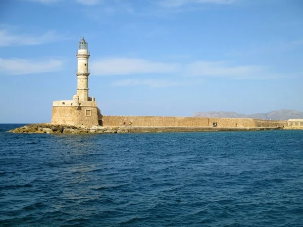 Der Venezianische Leuchtturm Von Chania Historisches Wahrzeichen Alten Hafen Von — Stockfoto