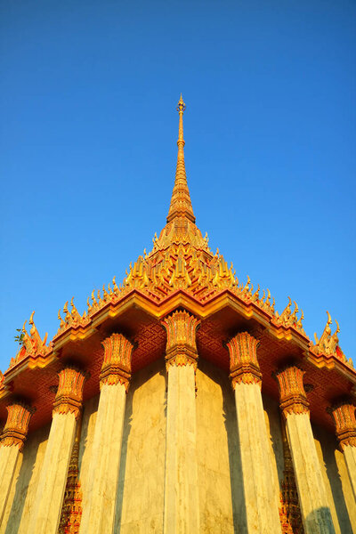 Stunning Mondop or Mandara of Wat Khao Dee Salak Buddhist Temple Located on the Mountaintop of Suphan Buri, Thailand