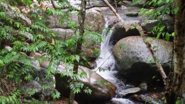 Tayland 'ın en iyi ozon bölgesi olarak bilinen Nakhon Si Thammarat, Khiri Wong köyündeki hafif yağmurlu şelalelerin görüntüleri