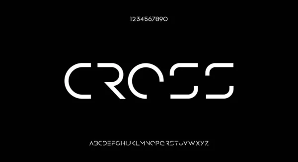 Cross Egy Absztrakt Futurisztikus Scifi Ábécé Betűtípus Típus Design Digitális — Stock Vector