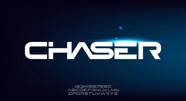 Chaser Абстрактный Современный Минималистский Геометрический Футуристический Шрифт Дизайн Векторной Иллюстрации — стоковый вектор