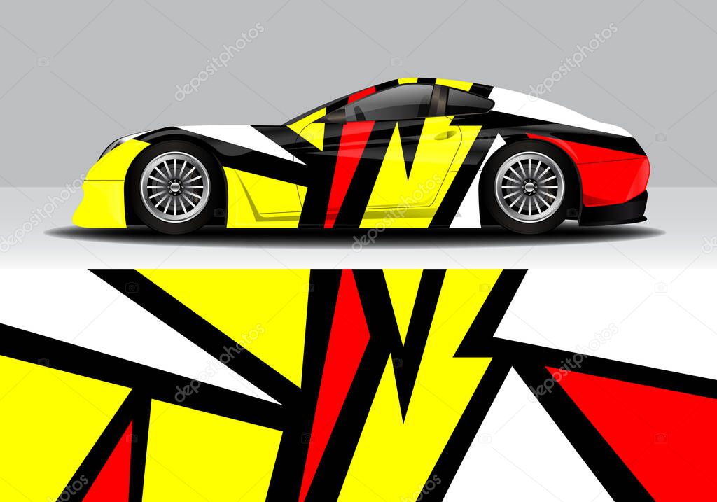Modern Sporty Abstract Car Wrap, Auto Sticker