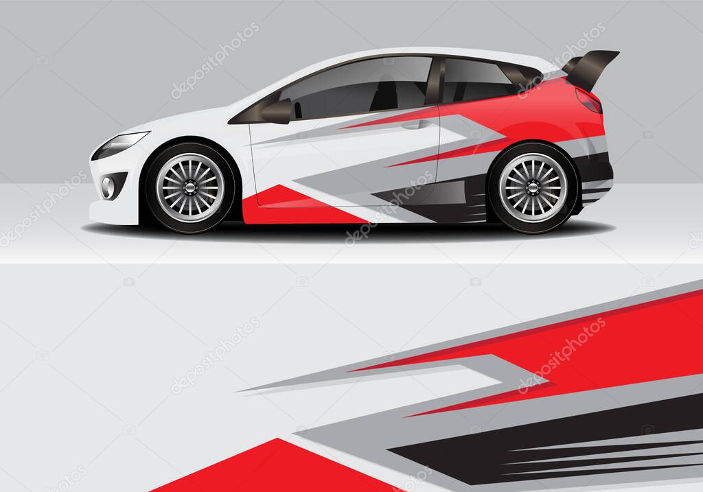 Modern Sporty Abstract Car Wrap, Auto Sticker