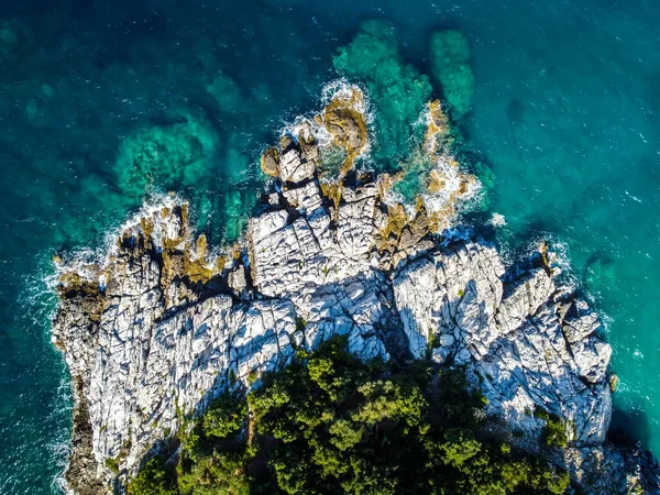 Bela Costa Praia Damouchari Mar Azul Profundo Península Pelion Grécia Fotografia De Stock