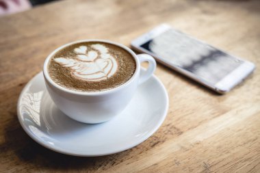 Fincan yeşil çay latte sanat ahşap tablo
