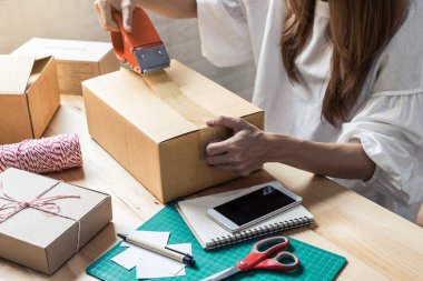 Evde çalışan genç girişimci kadın