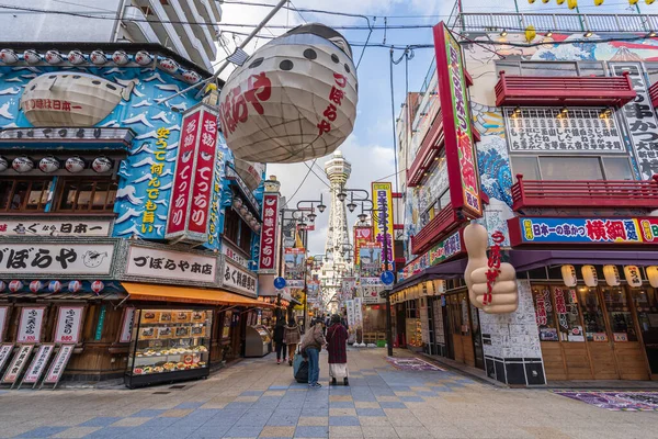 Osaka Japan Februari 2020 Een Menigte Van Mensen Die Wandelen — Stockfoto