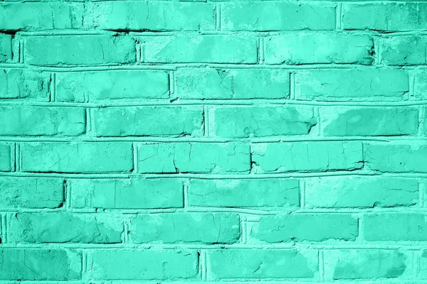 Ziegelwand Textur Vivid Biscay Green Farbhintergrund Mit Kopierraum Für Design — Stockfoto