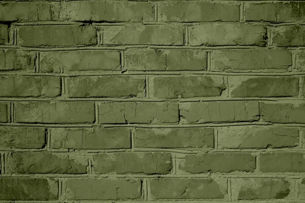 Pikantní Tmavě Zelená Módní Barva Roku2020 Cihlová Zeď Monochromatická Textura — Stock fotografie