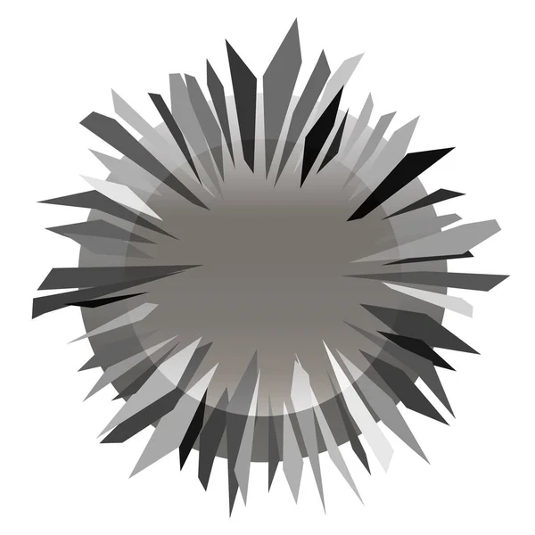 Icono Degradado Gris Monocromo Abstracto Con Círculo Metálico Espinoso Afilado — Vector de stock