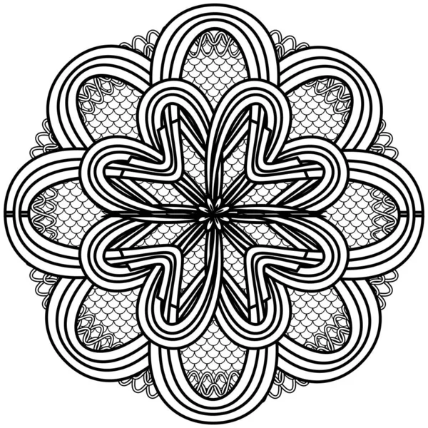 Abstrakt Monokrom Mandala Blomma Squama Cirkel För Tryck Eller Tatuering — Stock vektor