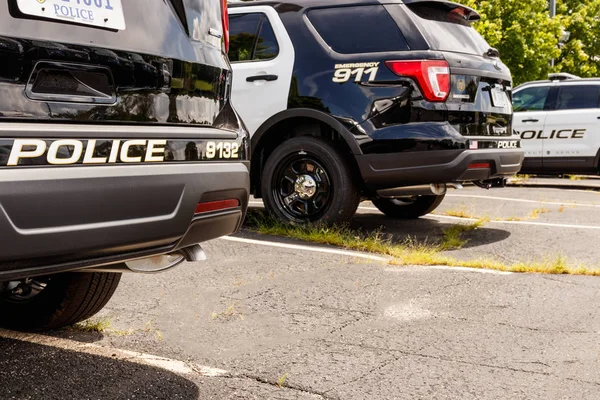 Noblesville Circa Julho 2018 Novos Carros Polícia Espera Chamadas Estação — Fotografia de Stock