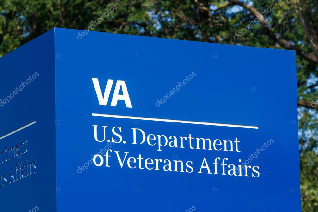Fort Wayne - Circa August 2018: Signage and logo of the U.S. Department of Veterans Affairs. The VA provides healthcare services to military veterans III